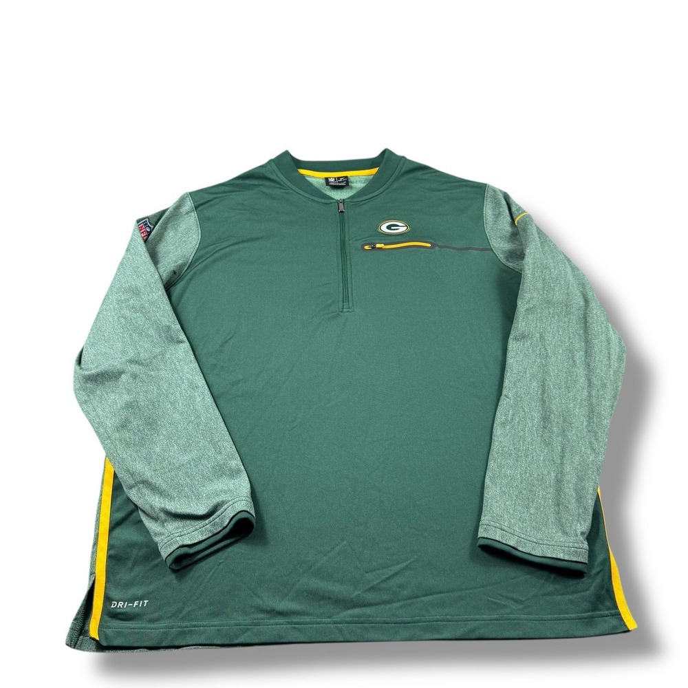 Nike NFL On-Field Green Bay Packers 1/4 Zip Dri-Fit Pullover Mens Sz XL EUC